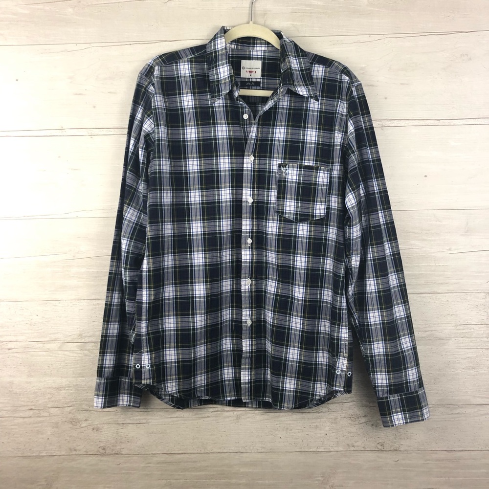AG by Adriano Goldschmied Green Plaid Button Down